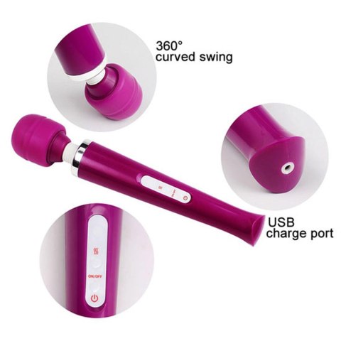 Masażer Różdżka Fioletowy Magic Massager Wand USB 10 Funkcji