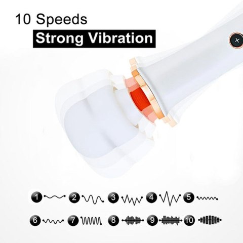 Masażer Różdżka Stymulator 10 Trybów Wibracji Biały Super Powerful USB