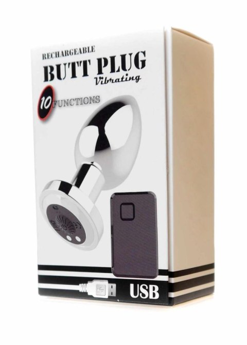 Wibrujący Korek Analny USB Ładowany 10 Trybów Srebrny