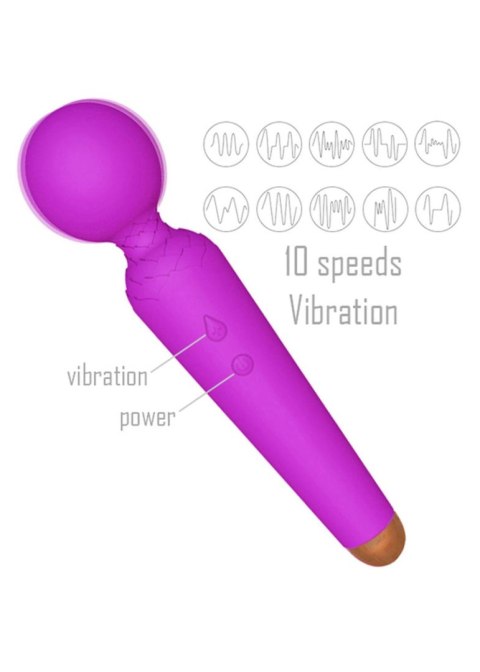 Masażer Wibracyjny Power Wand USB Ładowany 10 Trybów Fioletowy