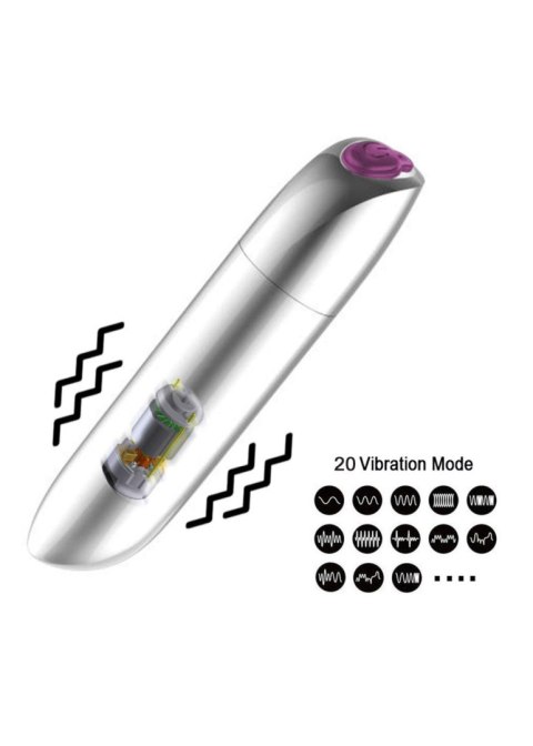 Wibrator Kulkowy USB Ładowany 20 Trybów Błyszcząca Czerń