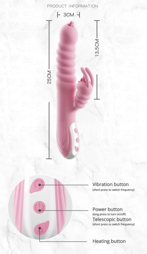Wibrator Króliczek Ruchomy Obrotowy Wielofunkcyjny Różowy - Hannah