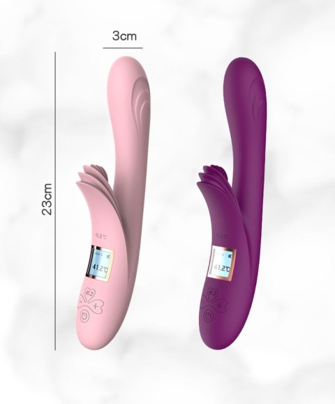 Wibrator Króliczek Elastyczny Z Podgrzewaniem I Wyświetlaczem LCD Różowy - Lilo