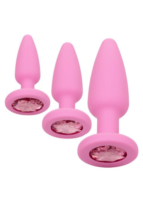Zestaw 3 Różowych Silikonowych Korków Analnych z Kryształem – CalExotics