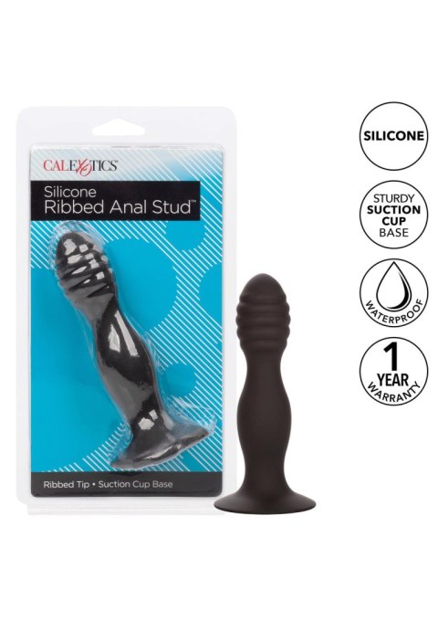 Korek analny silikonowy żebrowany czarny 13.25cm SCALA
