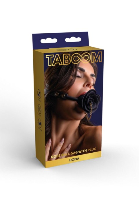 Knebel do ust czarny róża Rose Ball Gag with Plug Taboom
