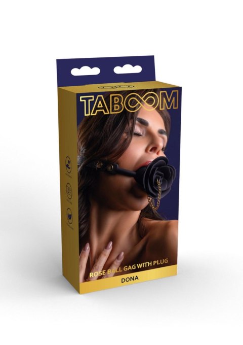 Knebel do ust czarny róża Rose Ball Gag with Plug Taboom