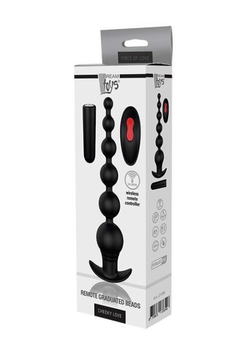 Koraliki analne czarne CHEEKY LOVE REMOTE GRADUATING BEADS