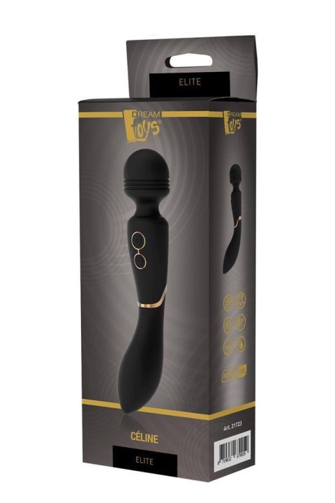 Masażer Różdżka 2 Silniki 10 Trybów Wibracji Czarno-Złoty Céline Elite – Dream Toys
