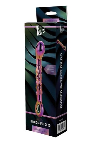 Dildo szklane z wypustkami 18cm multikolor GLAMOUR GLASS RIBBED G-SPOT DILDO TONGA