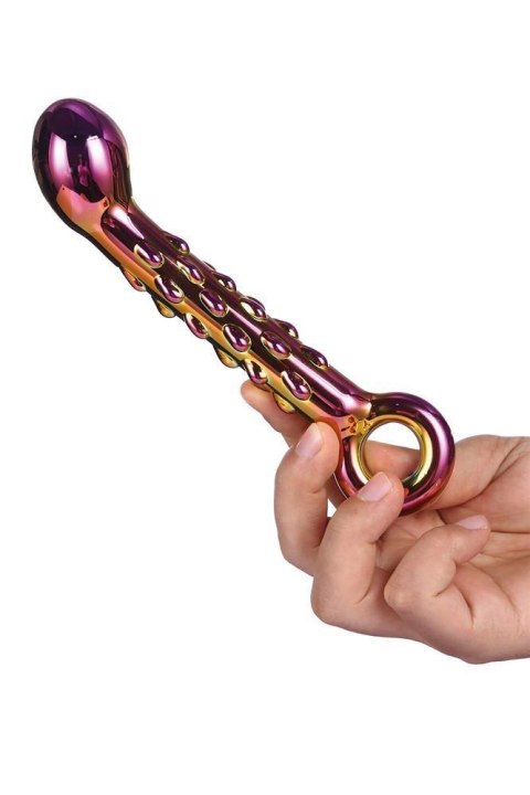 Dildo szklane z wypustkami 18cm multikolor GLAMOUR GLASS RIBBED G-SPOT DILDO TONGA