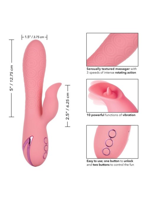 Króliczek Z Obrotowym Trzonem I Stymulatorem Języczkowym Różowy - PASADENA PLAYER PINK CALIFORNIA DREAMING®