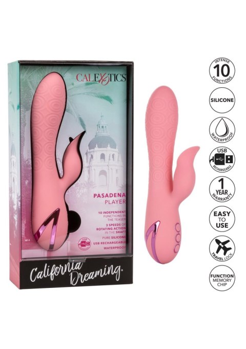 Króliczek Z Obrotowym Trzonem I Stymulatorem Języczkowym Różowy - PASADENA PLAYER PINK CALIFORNIA DREAMING®