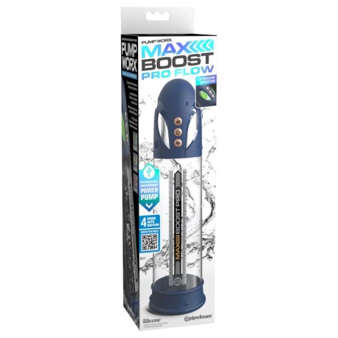 Pompka do penisa Max Boost Pro Flow - Blue/Clear Pump Worx Pipedream