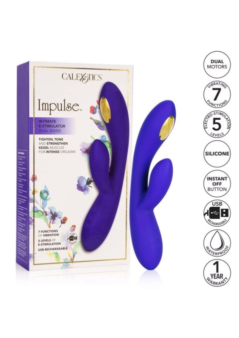 Potężny Wibrator Króliczek Wand Silikon Medyczny Ultra Cichy Błękitny - Estim Dual Wand Blue