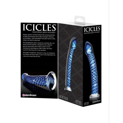 Dildo szklane teksturowane niebieskie 17.8cm No.29 Massager Icicles Pipedream