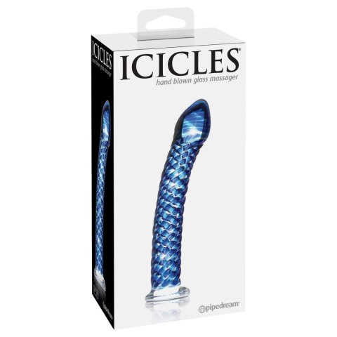 Dildo szklane teksturowane niebieskie 17.8cm No.29 Massager Icicles Pipedream