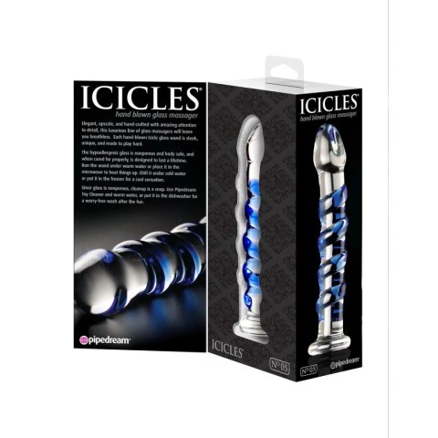 Dildo szklane żebrowane przeźroczyste 17.8cm No.5 Massager Icicles Pipedream