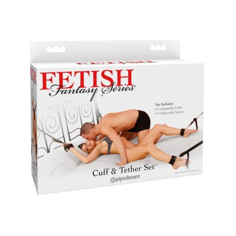 Zestaw do krępowania Cuff & Tether Set - Black Fetish Fantasy Series Pipedream