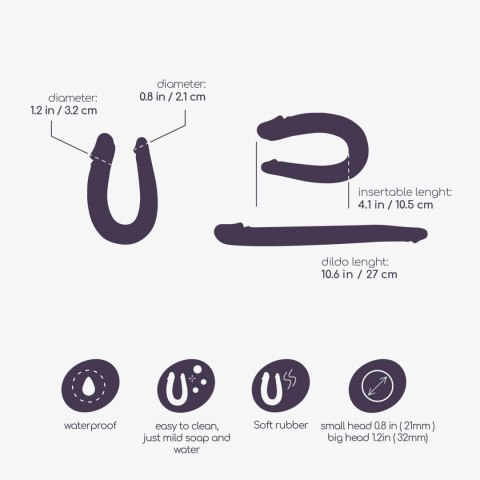 Dildo podwójne fioletowe 27cm DOUBLE TROUBLE DOUBLE HEAD DILDO CRUSHIOUS