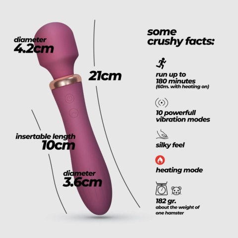 Masażer Crushious Dual Massage Wand Jinx 10 Trybów USB Ładowany Bordowy - Crushious