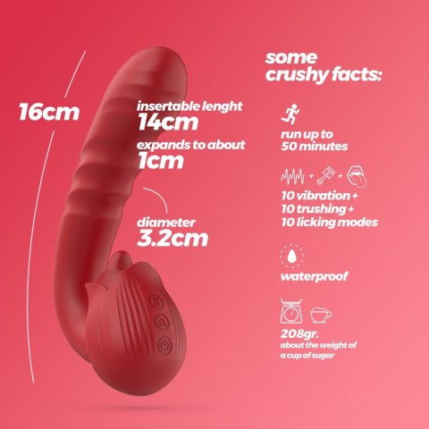 Wibrator Róża Z Ruchomym Trzonem Posuwisto-Zwrotny Funkcja Lizania USB - CRUSHIOUS Osiria