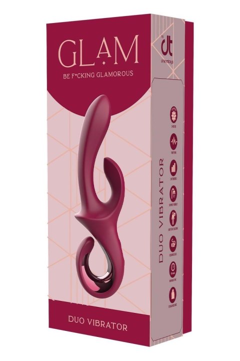 Wibrator Króliczek Z Powiększoną Główką Dwusilnikowy Silikonowy IPX6 - GLAM DUO VIBRATOR
