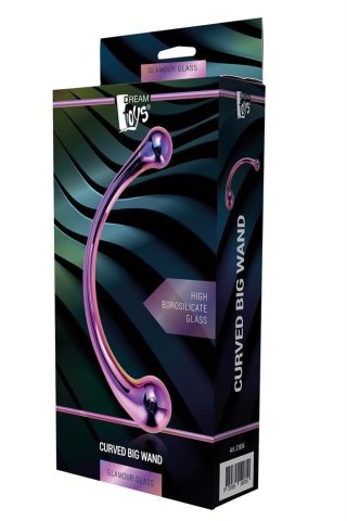 Dildo szklane zakrzywione fioletowe 21cm GLAMOUR GLASS CURVED BIG WAND TONGA