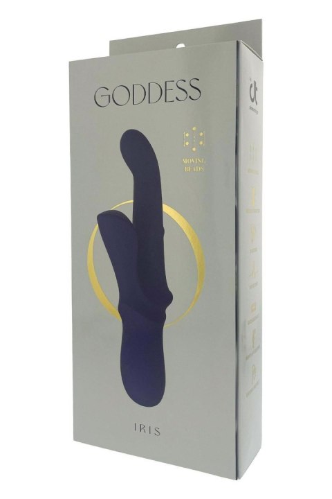 Wibrator Króliczek Z Ruchomymi Kuleczkami I Kołysaniem Trzysilnikowy Silikonowy Ciemnoniebieski - GODDESS