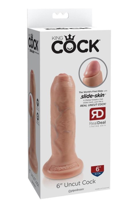 Dildo realistyczne z ruchomym napletkiem cieliste 15cm KING COCK TONGA