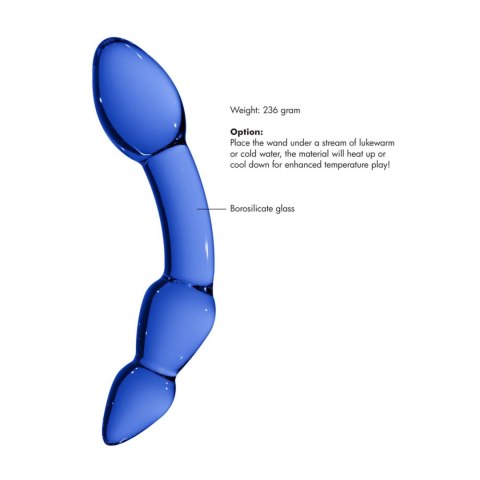 Dildo szklane zakrzywione niebieskie 18cm Christalino Superior SHOTS