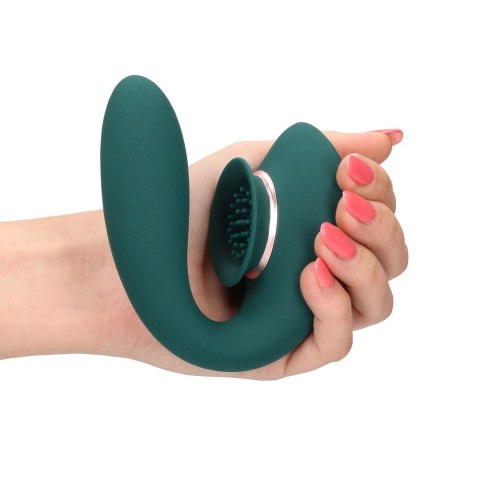 Wibrator z funkcją ssania, ładowany USB – silikonowy – 10 trybów – Zielony-Twitch 3