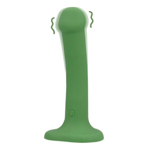 Dildo silikonowe wibrujące zielone 16.5cm Non-Phallic Vibrating Dildo SHOTS