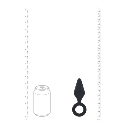 Silicone Anal Plug with Loop - M - Black