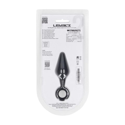 Silicone Anal Plug with Loop - S - Black