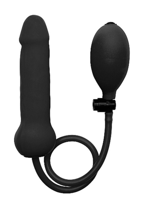 Korek analny penis pompowany czarny Inflatable Silicone Dong
