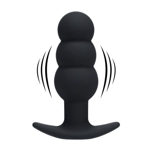 Tri Bulb Vibrating Silicone Anal Plug - Black