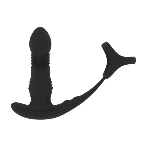 Masażer prostaty wibracyjno-posuwisty z pierścieniem erekcyjnym czarny SHOTS