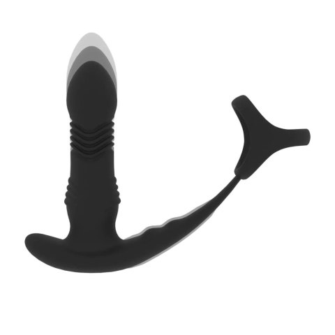 Masażer prostaty wibracyjno-posuwisty z pierścieniem erekcyjnym czarny SHOTS