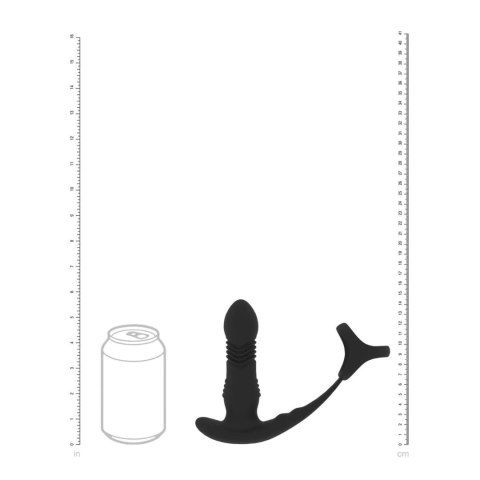 Masażer prostaty wibracyjno-posuwisty z pierścieniem erekcyjnym czarny SHOTS