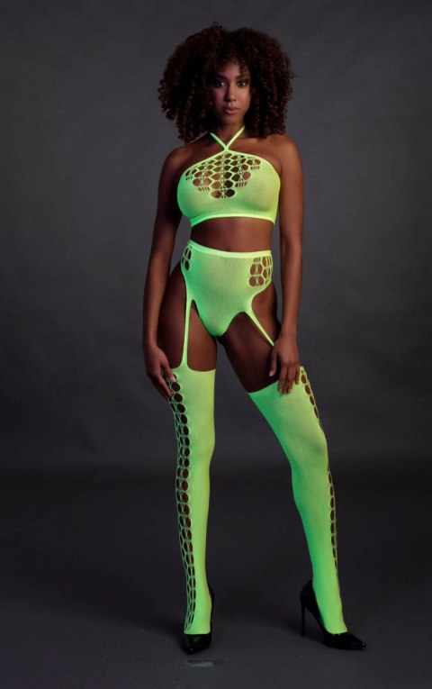 Two Piece with Crop Top and Stockings - Green - XS/XL