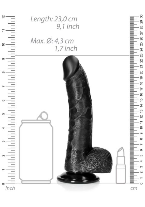 Dildo realistyczne zakrzywione czarne 20.5cm REALROCK