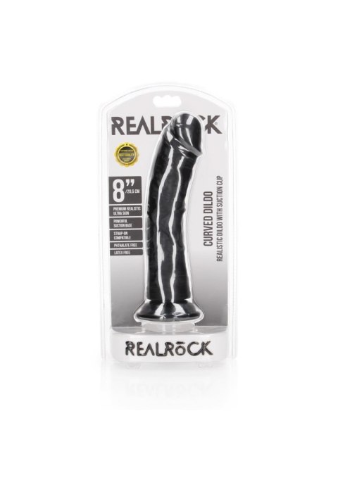 Dildo realistyczne z przyssawką zakrzywione czarne 20.5cm REALROCK SHOTS