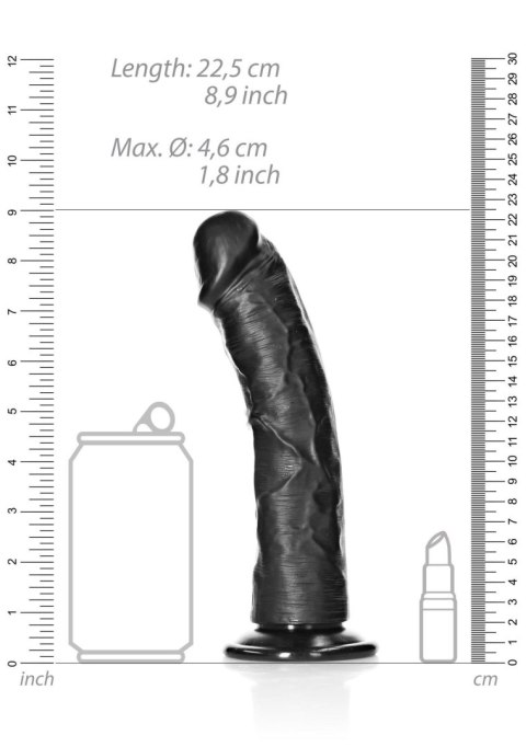 Dildo realistyczne z przyssawką zakrzywione czarne 20.5cm REALROCK SHOTS