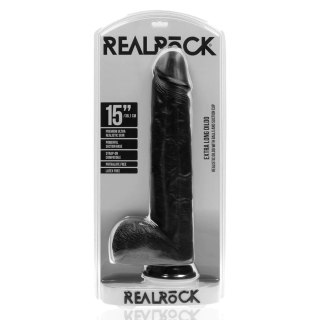 Dildo z przyssawką czarne 38cm REALROCK SHOTS