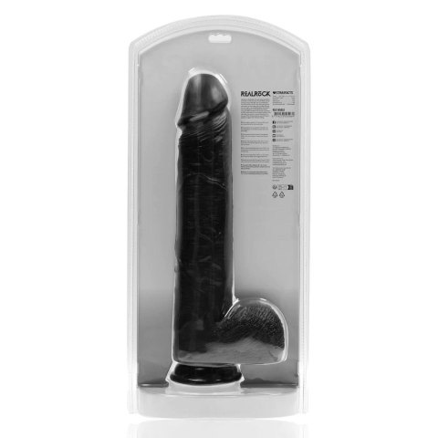 Dildo z przyssawką czarne 38cm REALROCK SHOTS