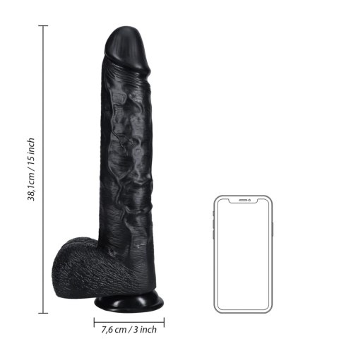 Dildo z przyssawką czarne 38cm REALROCK SHOTS