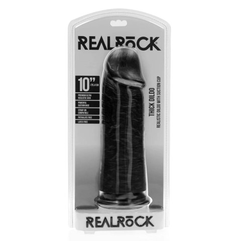Dildo z przyssawką ekstra grube czarne 25.4cm REALROCK SHOTS