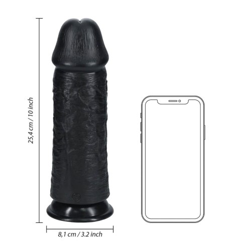 Dildo z przyssawką ekstra grube czarne 25.4cm REALROCK SHOTS