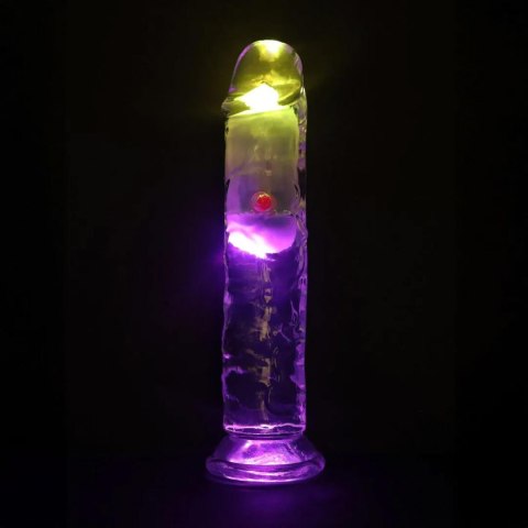 Wibrator Realistyczny Przezroczysty Z Przyssawką I Światłem LED – LED Vibrating Straight Cock Transparent 18 cm